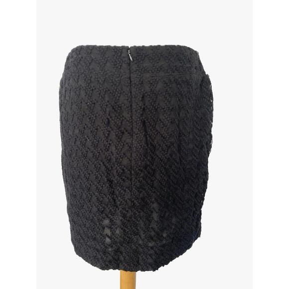 2005 CHANEL 05C Black Textured Skirt Wool FR-40/42 Vintage - Picture 5 of 6